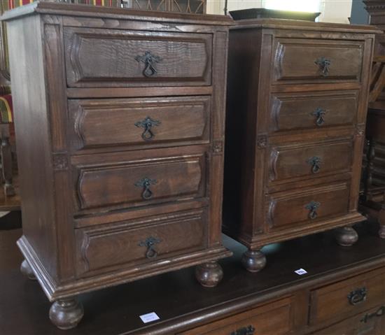 Pair Portuguese three drawer bedside chests
